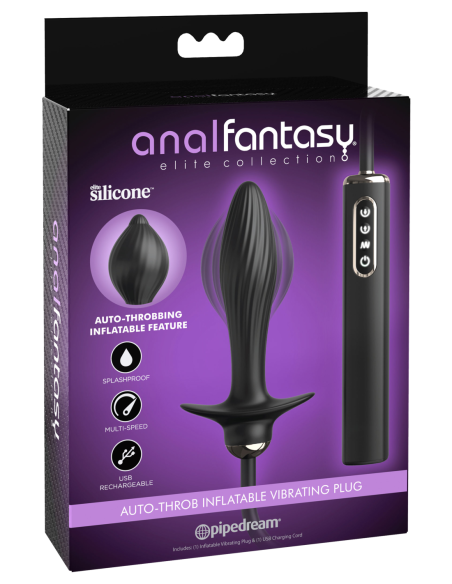 ANAL FANTASY ELITE AUTO-THROB HINCHABLE TAPÓN VIBRADOR NEGRO