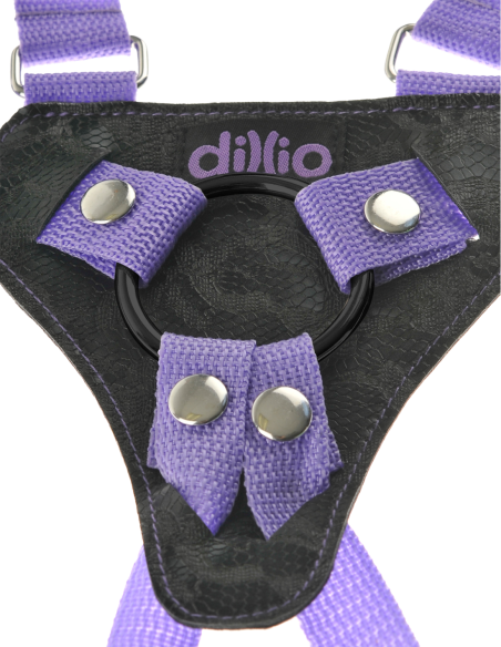 DILLIO 7 INCH STRAP-ON SUSPENDER HARNESS SET PURPLE