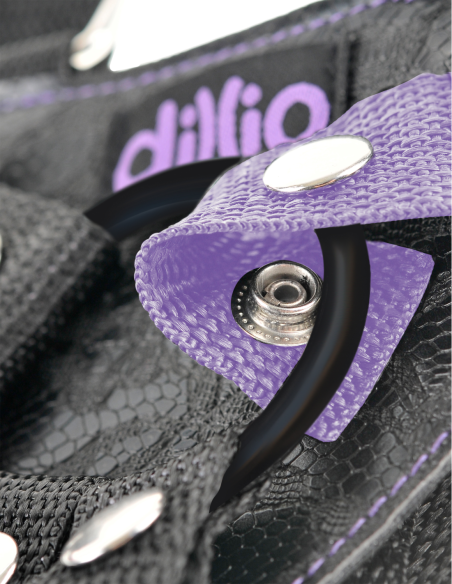 DILLIO 7 INCH STRAP-ON SUSPENDER HARNESS SET PURPLE