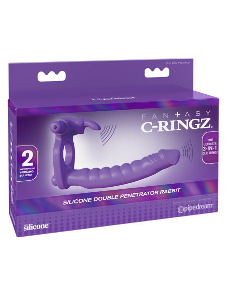 FANTASY C-RINGZ SILICONE DOUBLE PENETRATOR RABBIT PURPLE