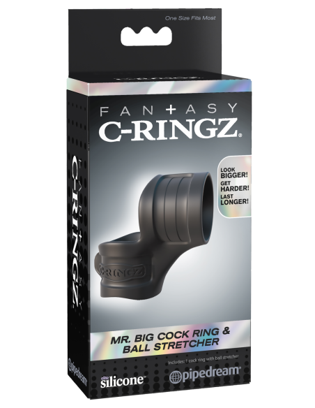 FANTASY C-RINGZ MR. BIG COCK RING AND BALL STRETCHER BLACK