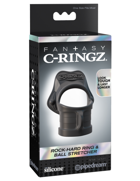 FANTASY C-RINGZ ROCK HARD RING & BALL-STRETCHER BLACK