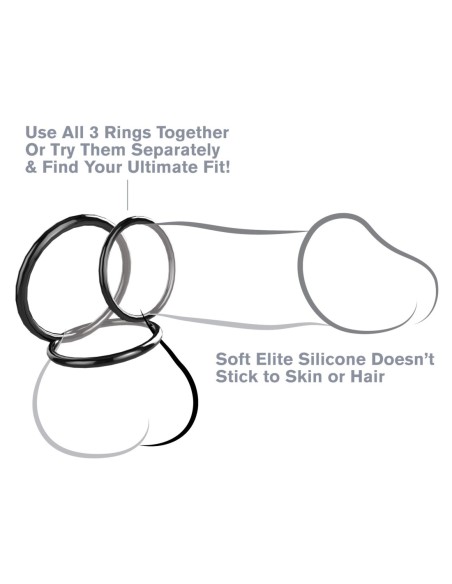 FANTASY C-RINGZ SILICONE 3-RING STAMINA SET BLACK