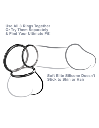 FANTASY C-RINGZ SILICONE 3-RING STAMINA SET BLACK
