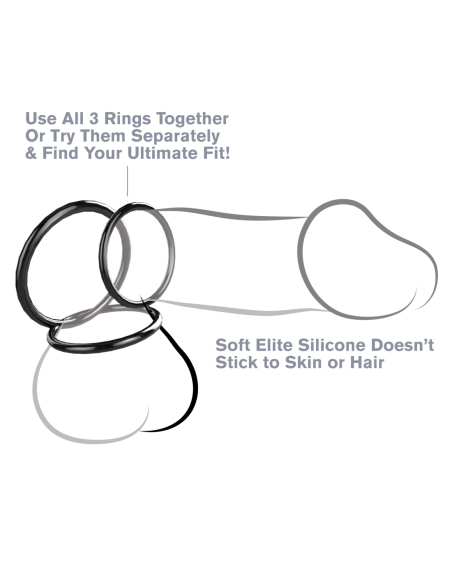 FANTASY C-RINGZ SILICONE 3-RING STAMINA SET BLACK