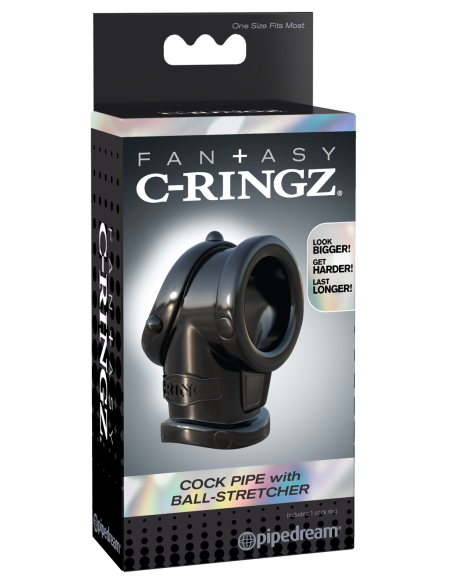 PIPA DE PENE FANTASY C-RINGZ CON ESTIRADOR DE BOLAS NEGRO