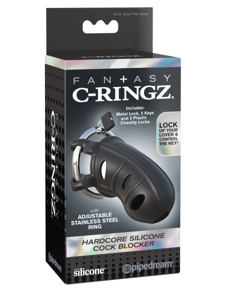 FANTASY C-RINGZ HARDCORE SILICONE COCK BLOCKER BLACK