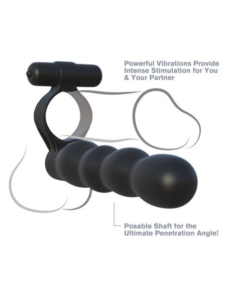 FANTASÍA C-RINGZ POSABLE PARTNER DOBLE PENETRADOR NEGRO