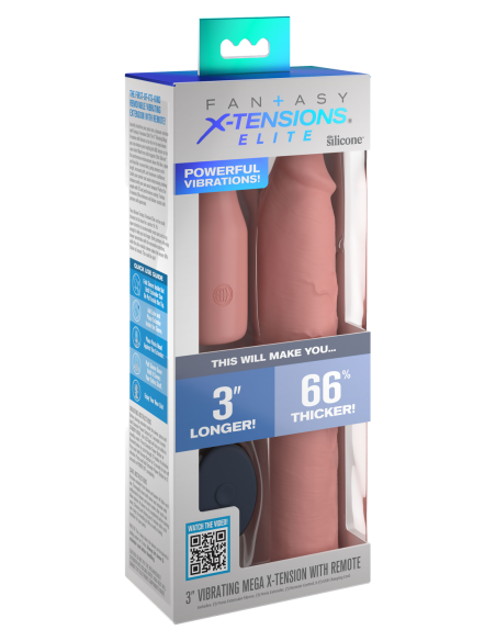 FANTASY X-TENSIONS ELITE 9 INCH SLEEVE VIBRATING 3 INCH PLUG WITH REMOTE LIGHT