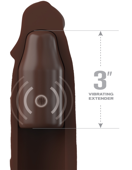 FANTASY X-TENSIONS ELITE 9 INCH SLEEVE VIBRATING 3 INCH PLUG WITH REMOTE BROWN
