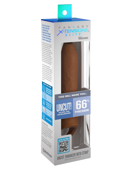 FANTASY X-TENSIONS ELITE FUNDA DE EXTENSIÓN DE 7 PULGADAS SIN CORTAR CON CORREA DE COLOR CANELA