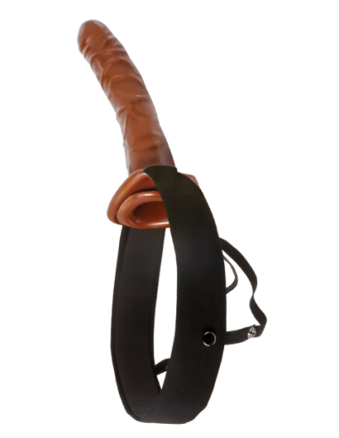 FETISH FANTASY SERIES 10 INCH CHOCOLATE DREAM HOLLOW STRAP-ON BROWN