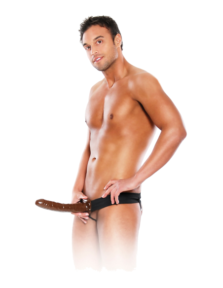 FETISH FANTASY SERIES 10 INCH CHOCOLATE DREAM HOLLOW STRAP-ON BROWN