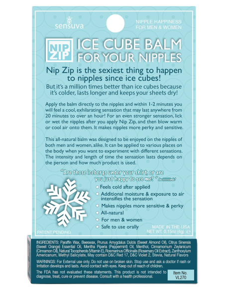 SENSUVA NIP ZIP ICE CUBE NIPPLE BALM STRAWBERRY MINT