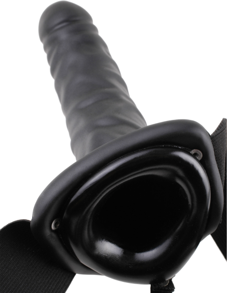 FETISH FANTASY SERIES 8 INCH VIBRATING HOLLOW STRAP-ON BLACK