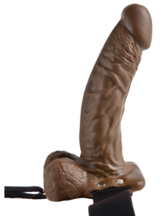 FETISH FANTASY SERIES 7 INCH HOLLOW STRAP-ON WITH BALL BROWN