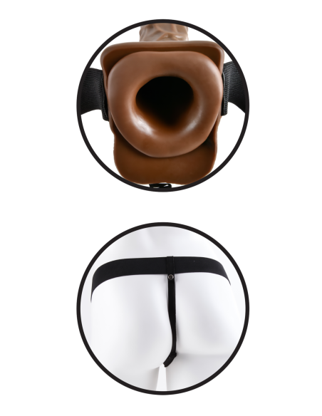 FETISH FANTASY SERIES 7 INCH HOLLOW STRAP-ON WITH BALL BROWN