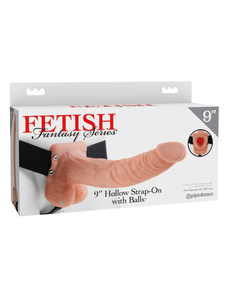 FETISH FANTASY SERIES 9 PULGADAS CORREA HUECA CON BOLAS DE LUZ