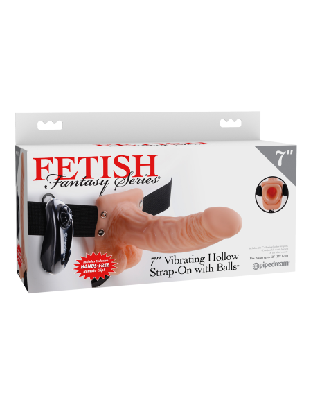 FETISH FANTASY SERIES 7 INCH VIBRATING HOLLOW STRAP-ON WITH BALLS LIGHT