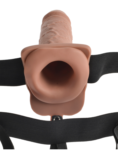 FETISH FANTASY SERIES 7 INCH HOLLOW STRAP-ON WITH REMOTE TAN