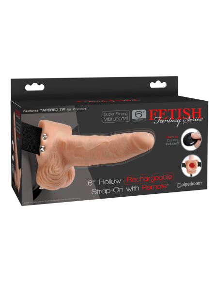 FETICHE FANTASY SERIES CORREA HUECA DE 6 PULGADAS CON LUZ REMOTA