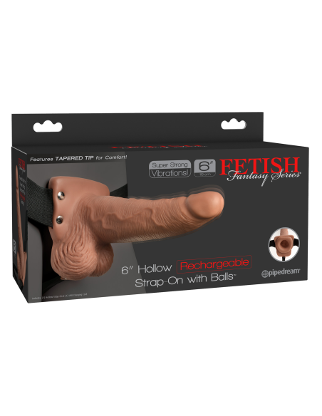 FETISH FANTASY SERIES 6 PULGADAS HUECO RECARGABLE CON BOLAS DE COLOR CANELA