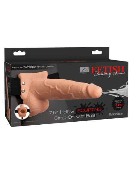 FETICHE FANTASY SERIES 7 PULGADAS SQUIRTING HOLLOW STRAP-ON LIGHT