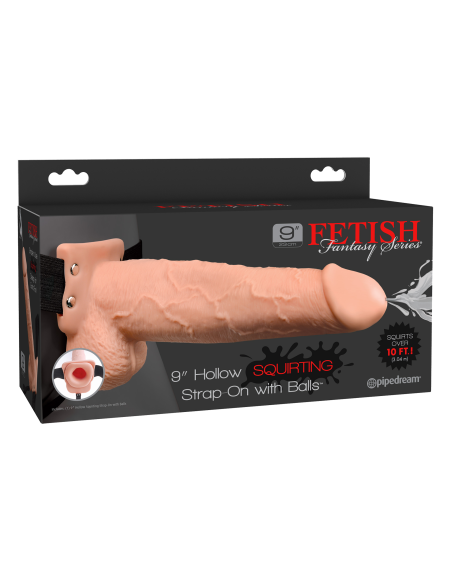 FETISH FANTASY SERIES 9 INCH SQUIRTING HOLLOW STRAP-ON LIGHT