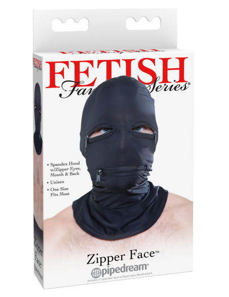FETISH FANTASY SERIES CAPUCHA FACIAL CON CREMALLERA NEGRO