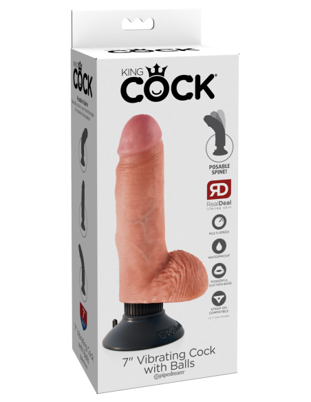 KING COCK 7 INCH VIBRATING COCK WITH BALLS LIGHT