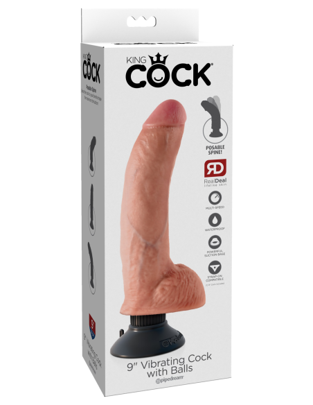 KING COCK POLLA VIBRADORA DE 9 PULGADAS CON BOLAS DE LUZ