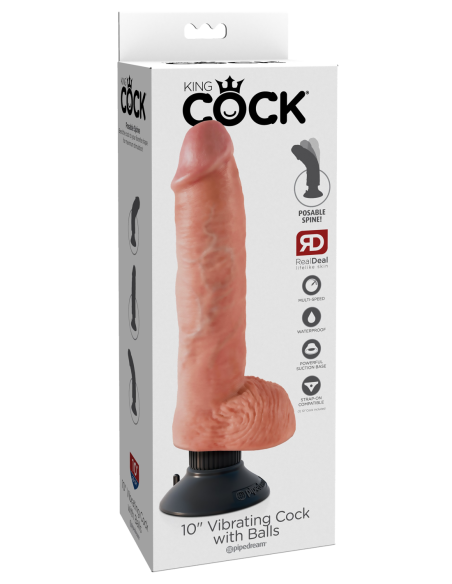 KING COCK POLLA VIBRADORA DE 10 PULGADAS CON BOLAS DE LUZ
