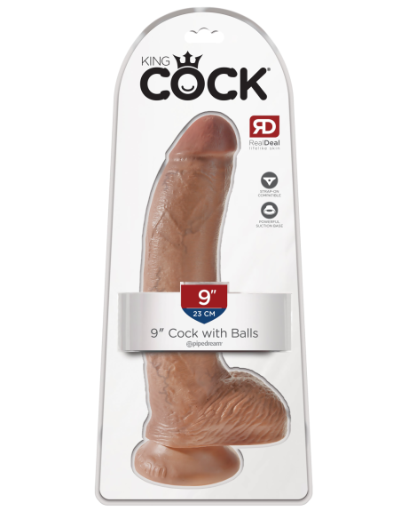 KING COCK POLLA DE 9 PULGADAS CON BOLAS BRONCEADO