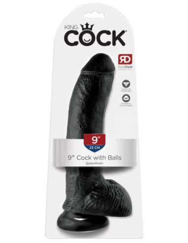 KING COCK POLLA DE 9 PULGADAS CON BOLAS NEGRO