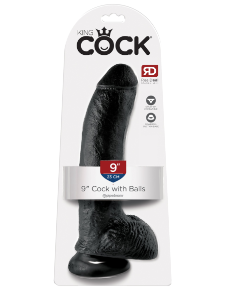 KING COCK POLLA DE 9 PULGADAS CON BOLAS NEGRO
