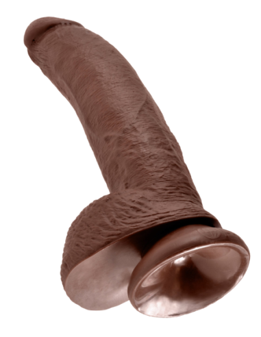 KING COCK POLLA DE 9 PULGADAS CON BOLAS MARRÓN