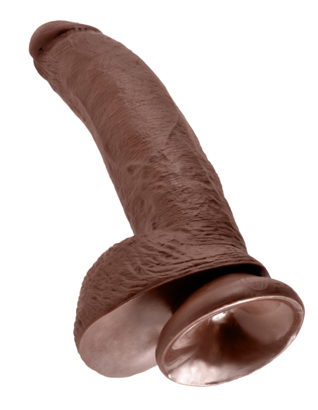 KING COCK POLLA DE 9 PULGADAS CON BOLAS MARRÓN