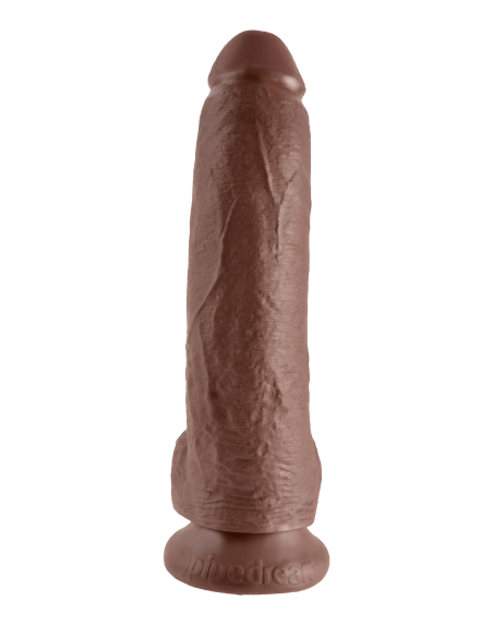 KING COCK POLLA DE 9 PULGADAS CON BOLAS MARRÓN