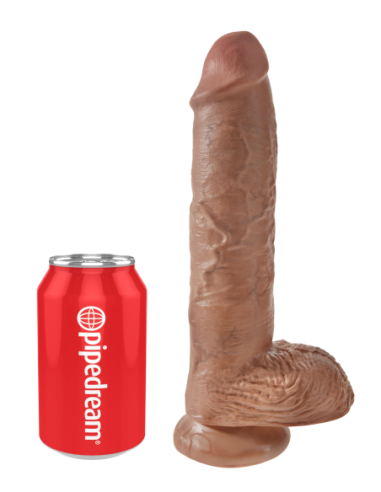 KING COCK POLLA DE 10 PULGADAS CON BOLAS BRONCEADO