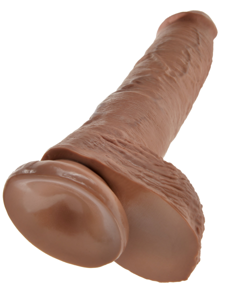 KING COCK POLLA DE 10 PULGADAS CON BOLAS BRONCEADO