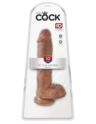 KING COCK POLLA DE 10 PULGADAS CON BOLAS BRONCEADO