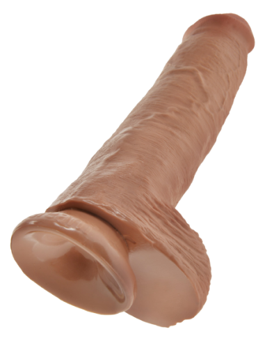 KING COCK POLLA DE 11 PULGADAS CON BOLAS BRONCEADO