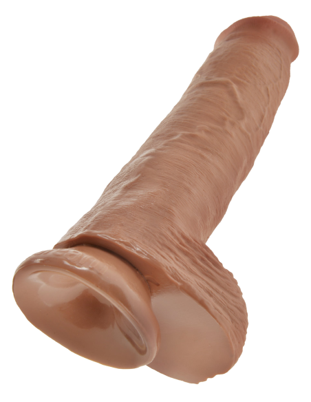 KING COCK POLLA DE 11 PULGADAS CON BOLAS BRONCEADO
