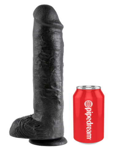 KING COCK POLLA DE 11 PULGADAS CON BOLAS NEGRO