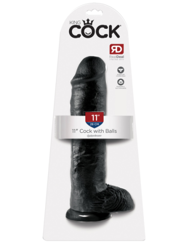 KING COCK POLLA DE 11 PULGADAS CON BOLAS NEGRO