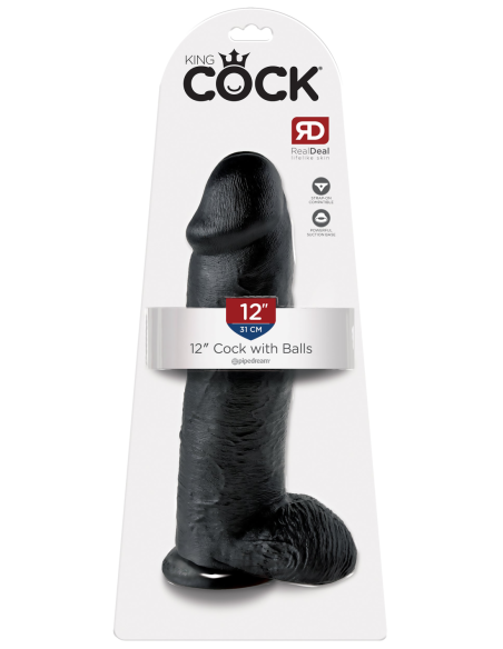 KING COCK 12 INCH COCK WITH BALLS BLACK