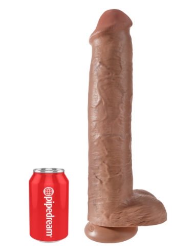 KING COCK POLLA DE 15 PULGADAS CON BOLAS BRONCEADO