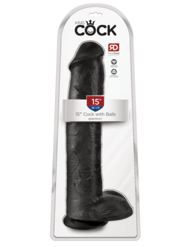 KING COCK POLLA DE 15 PULGADAS CON BOLAS NEGRO