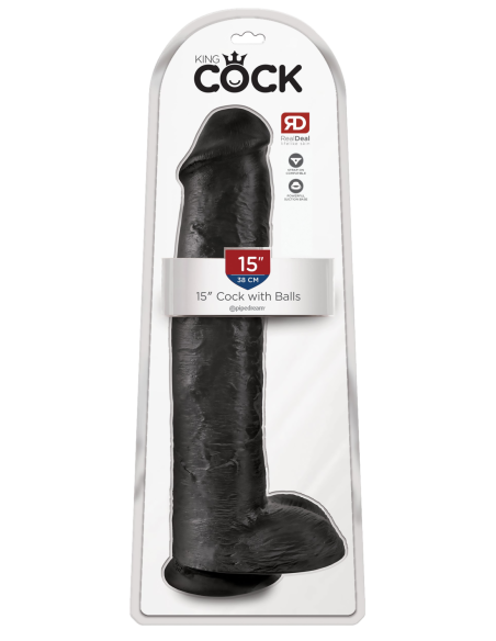KING COCK POLLA DE 15 PULGADAS CON BOLAS NEGRO