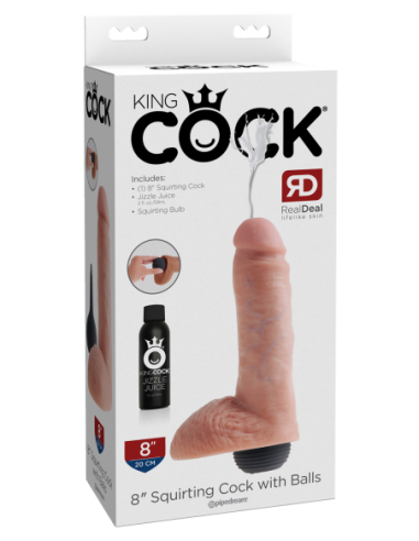 KING COCK 8 INCH SQUIRTING COCK WITH BALLS LIGHT